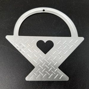 Vintage Christmas Tree Ornament Basket Metal Punch Tin Die Cut 1987 Silver 4"